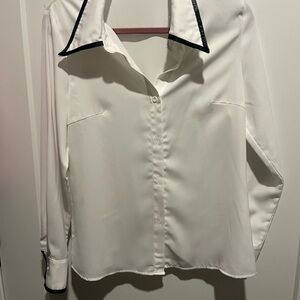 SHEIN White Button Down Shirt with Black Accents